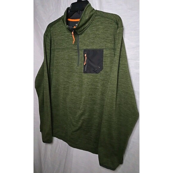 Ruff Hewn Adventure Tech Long Sleeve Shirt, Outdoor ¼ Zip Sz Large, Hunter Green - Picture 2 of 8